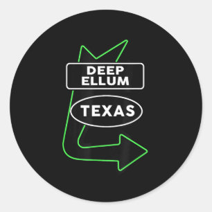 Pegatina Redonda Regalo de Dallas Deep Ellum Texas Idea Hombres Muj