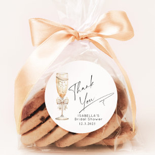 Pegatina Redonda Regalo de Despedida de Soltera con Perlas y Prosec