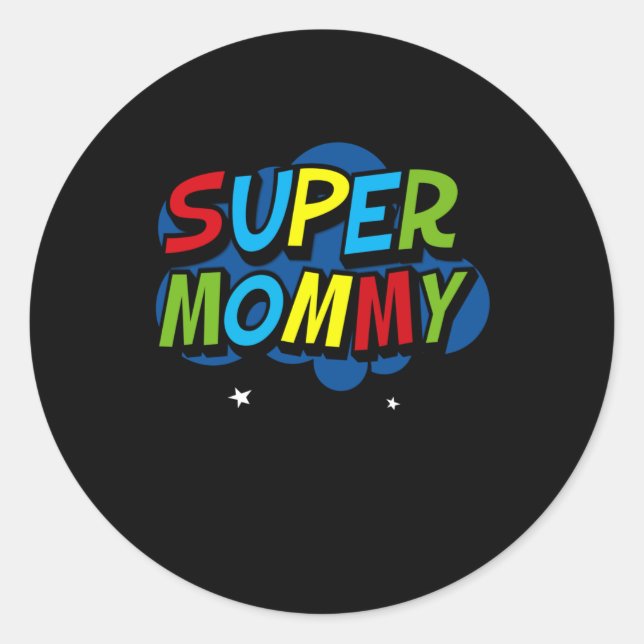 Pegatina Redonda Regalo de Día de la Madre Super Mommy Gamer (Anverso)