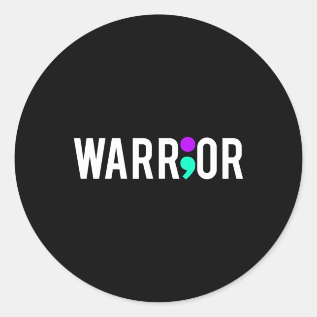 Pegatina Redonda Regalo de diseño de guerrero de conciencia sobre e (Anverso)