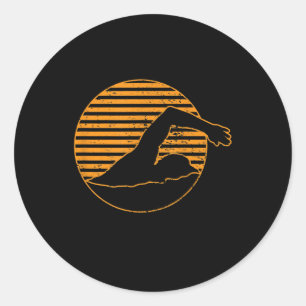 Pegatina Redonda Regalo De Diseño De Natación Para El Amante