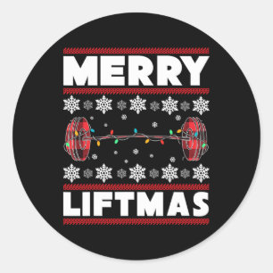 Pegatina Redonda Regalo de diversión de Navidad de gimnasio de fitn