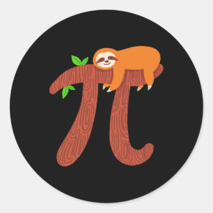 Pegatina Redonda Regalo de docente matemático Pi Sloth Mathematicia