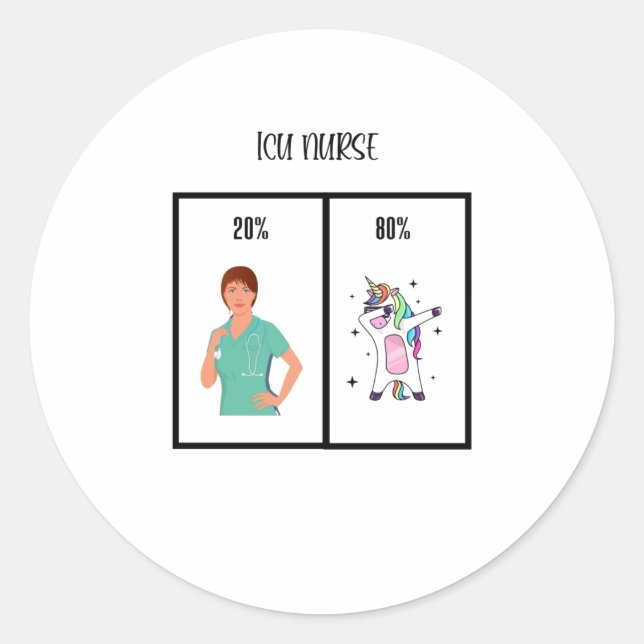 Pegatina Redonda Regalo De Enfermeras De La UCI Para Enfermeras De  (Anverso)