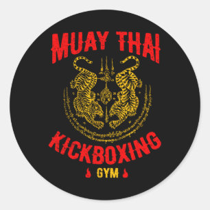 Pegatina Redonda Regalo de Entrenamiento de Gimnasio de Kickboxing 