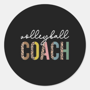 Pegatina Redonda Regalo de equipo de entrenador de voleibol de mamá