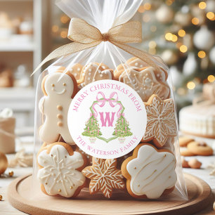 Pegatina Redonda Regalo de Escudo de Navidades de desnudos rosados 