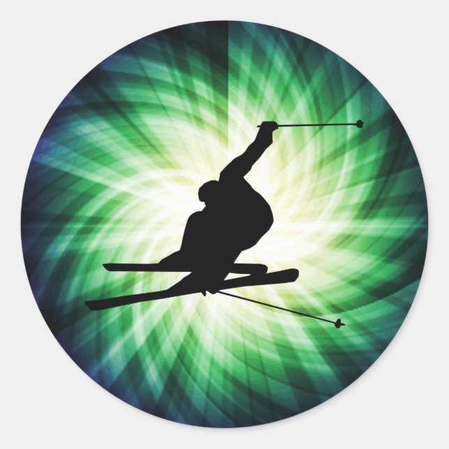 Pegatina Redonda Regalo de esquí de nieve (Anverso)