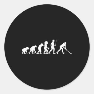 Pegatina Redonda Regalo de evolución de hockey sobre hierba jugador