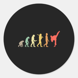 Pegatina Redonda Regalo De Evolución De Retro Karate Para Karateka