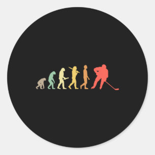 Pegatina Redonda Regalo de evolución retro de hockey sobre hielo pa