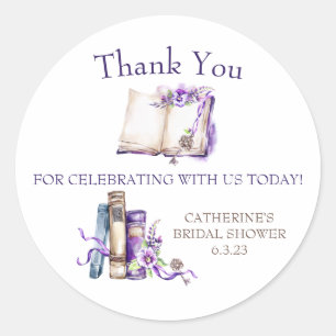 Pegatina Redonda Regalo de Favor de Ducha Lilac Un Nuevo Capítulo C