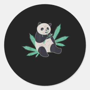 Pegatina Redonda Regalo de forraje de maleza de panda animal