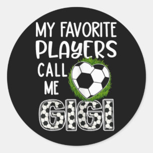 Pegatina Redonda Regalo de fútbol, mis jugadores favoritos me llama