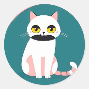 Pegatina Redonda 😺 Regalo de Gato Colorido para Amantes de Gatos �