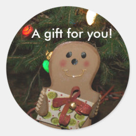 Pegatina Redonda Regalo De Gingerbread Man Para Ti