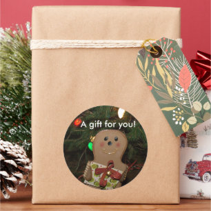 Pegatina Redonda Regalo De Gingerbread Man Para Ti