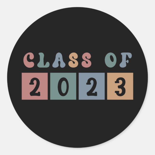 Pegatina Redonda Regalo de graduación de la Escuela de Retro de 202 (Anverso)