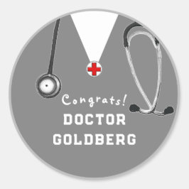 Pegatina Redonda Regalo de graduación del médica