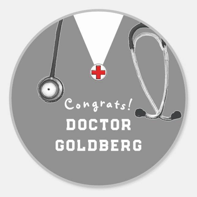 Pegatina Redonda Regalo de graduación del médica (Anverso)