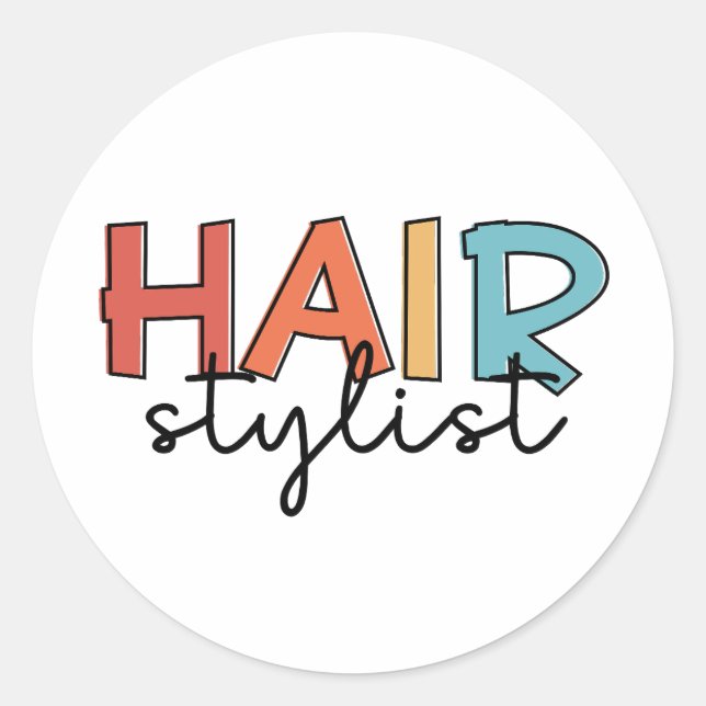 Pegatina Redonda Regalo de Hair Stylist Retro Hairdresser (Anverso)