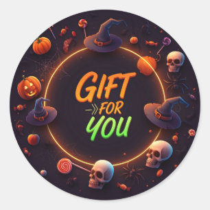 Pegatina Redonda Regalo de Halloween para ti
