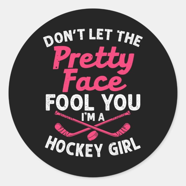 Pegatina Redonda Regalo De Hockey chica Para Jugadoras De Hockey So (Anverso)