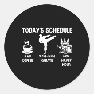 Pegatina Redonda Regalo de horario de Karate de hoy - Gráfica diver