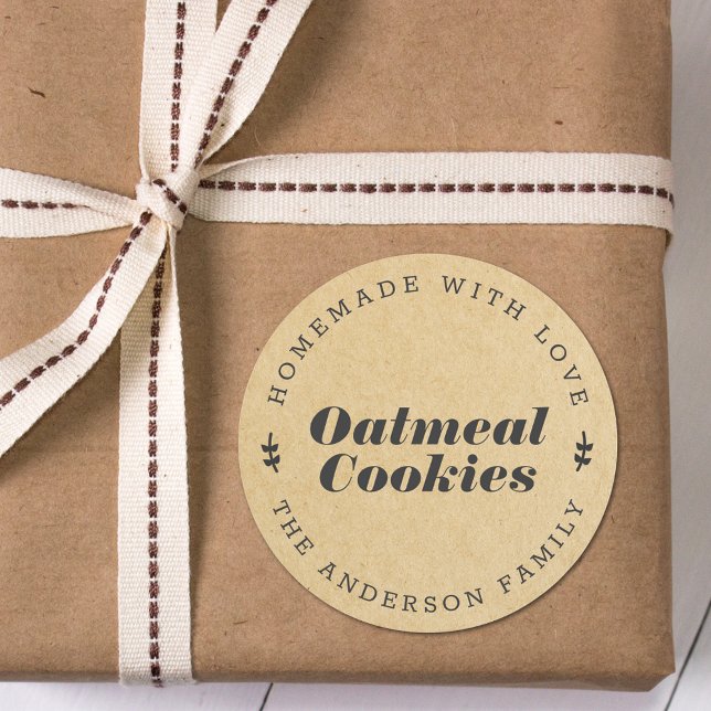 Pegatina Redonda Regalo de horneado de vacaciones de kraft marrón r (Subido por el creador)