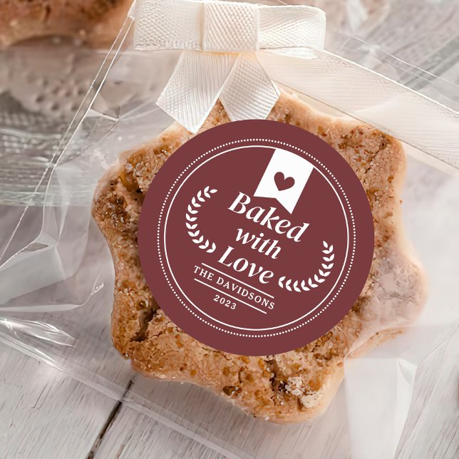 Pegatina Redonda Regalo de horneado de vacaciones de Navidades rojo (Subido por el creador)