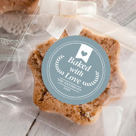 Pegatina Redonda Regalo de horneado de vacaciones para Navidades az