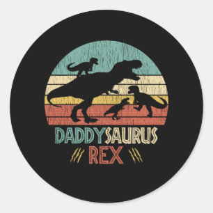 Pegatina Redonda Regalo de humor para papá Dinosaurio Saurio Rex Re
