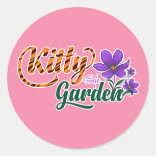 Pegatina Redonda Regalo de jardín seguro para gatos de Violeta Afri