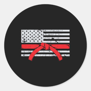Pegatina Redonda Regalo de karate de la bandera americana Comt de T