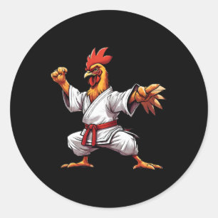 Pegatina Redonda Regalo de Karate Taekwondo Judo Kung Fu Pollo Gall