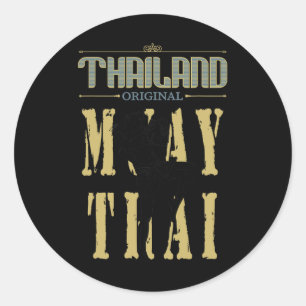 Pegatina Redonda Regalo de kickboxing de Muay Thai original de Tail