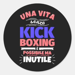 Pegatina Redonda Regalo de Kickboxing Divertido Deportes Atléticos 