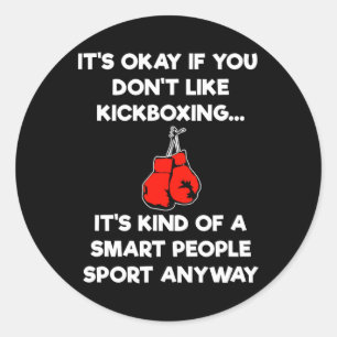 Pegatina Redonda Regalo de kickboxing - Kickboxer divertido e intel