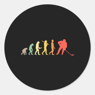 Pegatina Redonda Regalo de la evolución del hockey sobre hielo retr