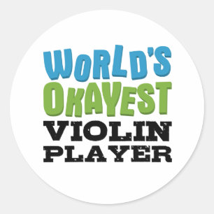Pegatina Redonda Regalo de la orquesta divertida de violín más Okay