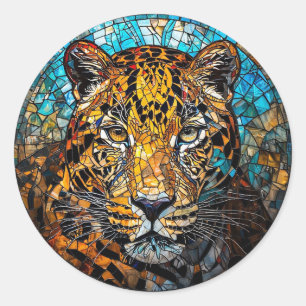 Pegatina Redonda 🐆 Regalo de leopardo para amantes de los animales