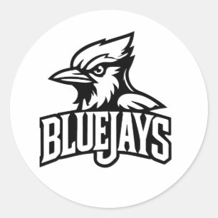 Pegatina Redonda Regalo de Logotipo del Equipo Deportivo Bluejays