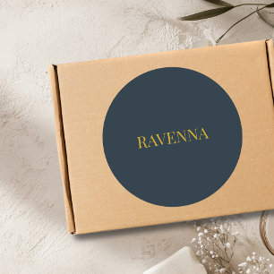 Pegatina Redonda Regalo de Lujo Personalizado Nombre Oro Carbón