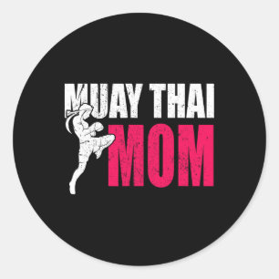 Pegatina Redonda Regalo de mamá de Muay Thai para mujeres Boxeo Kic