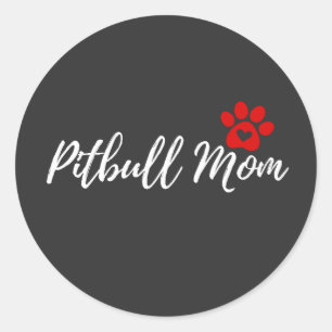 Pegatina Redonda Regalo de mamá de perro de Pitbull para amantes de