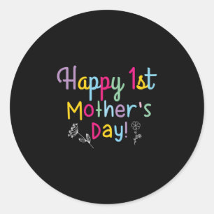 Pegatina Redonda Regalo de mamá Feliz Día de la Primera Madre