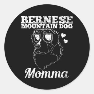 Pegatina Redonda Regalo de mamá perro de montaña de Berna