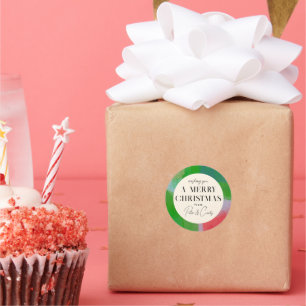 Pegatina Redonda Regalo de marco pintado verde y rojo