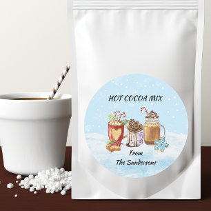 Pegatina Redonda Regalo de mezcla de chocolate caliente de Navidad