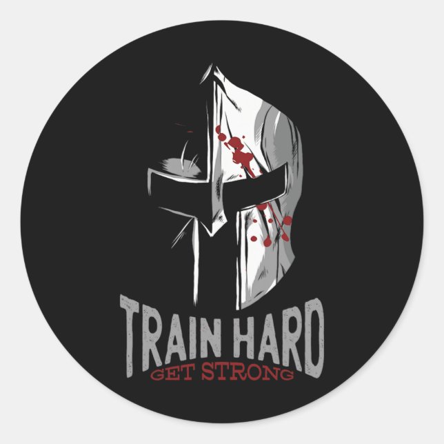 Pegatina Redonda Regalo de motivación del gimnasio Sparta Helmet (Anverso)